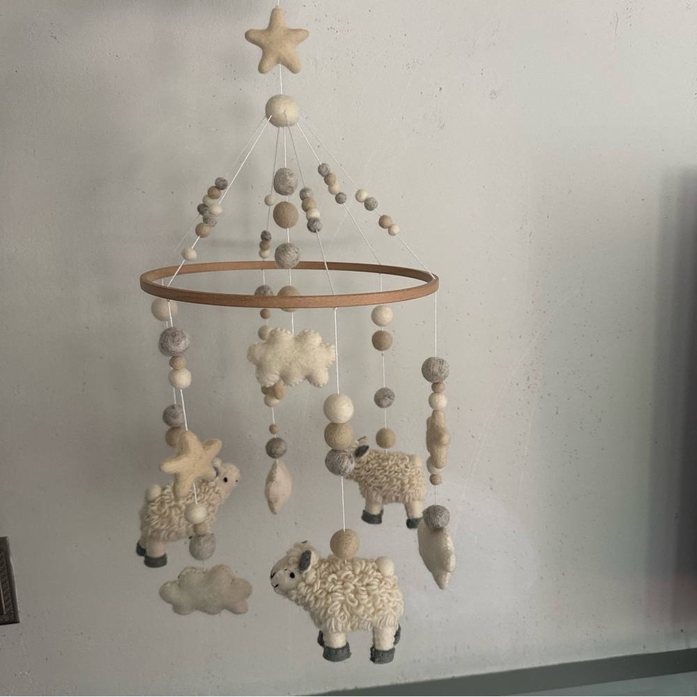 Wool Felt Sheep Baby Mobile - Picture 6 of 9